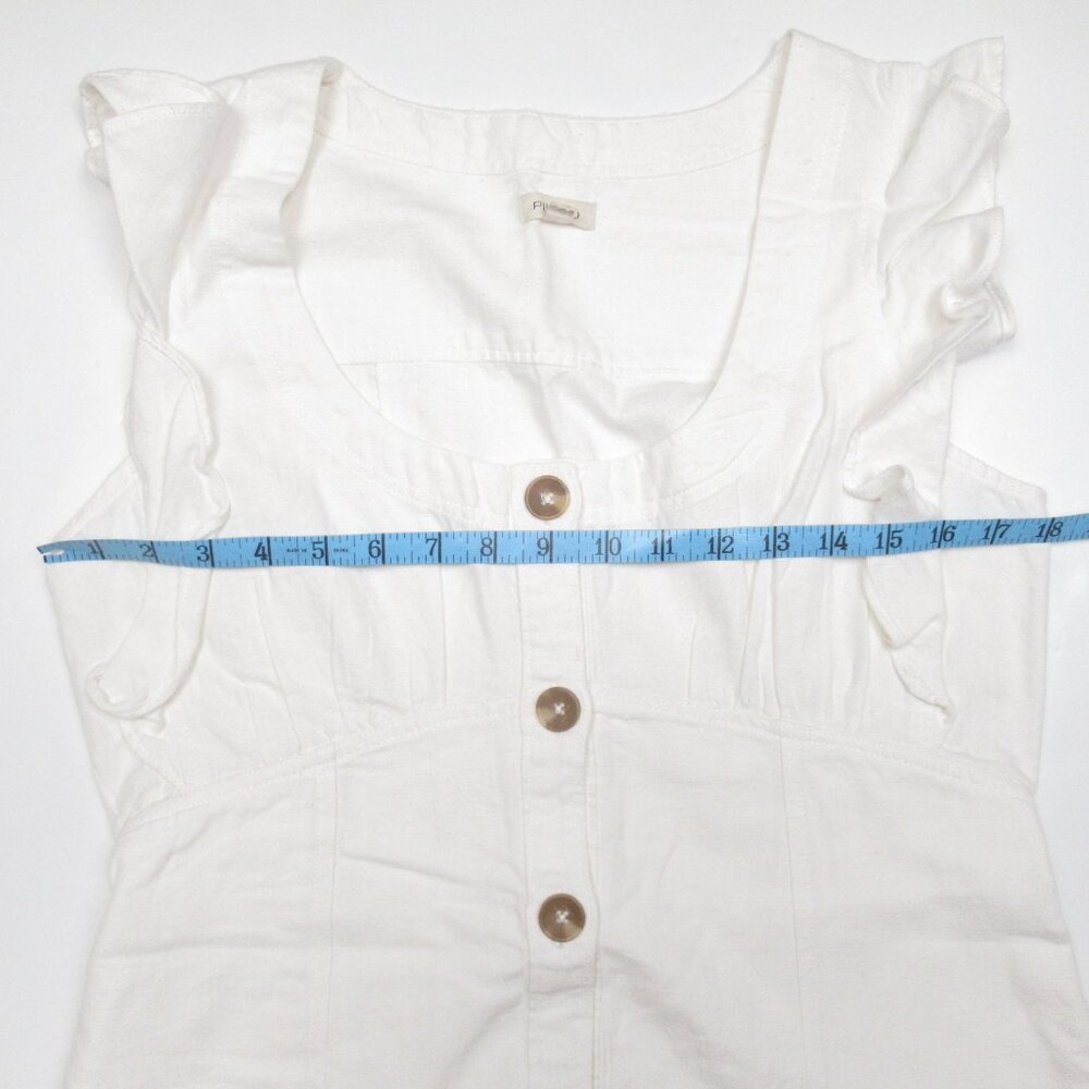 NWOT Anthropologie Pilcro Scoop-Neck Ruffle-Sleeve Buttondown Dress White Sz 10 - Picture 6 of 11